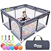   Orian-Baby-Playpen-50x50-Large-Playpen-for-Babies-and-Toddlers-Oxford-Fabric-Indoor-Outdoor-Play-Pen-10-Colorful-Balls-4-Pull-Up-Rings-Carry-Bag