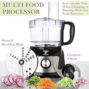 Moss Stone Food Processor 8 Cup Strong Vegetable Chopper for Dicing Chopping Mincing Puree 500 Watts Chopper With 2 Speeds Perfect Baby Food Processor Black