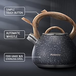   MARSKITOP-Tea-Kettle-Stovetop-Whistling-Tea-Pot-for-Stove-Top-Stainless-Steel-Tea-Kettle-Teapot-with-Wooden-Pattern-Handle-26-Quart-Gray