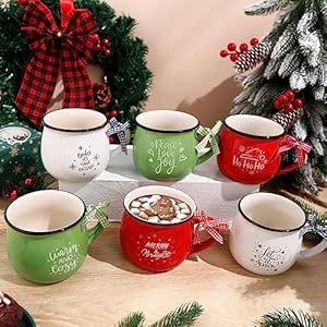 Sawysinechristmascoffeemugssetof612ozceramicmuggiftholidayhotcocoaformomwomanfamilyfriendfarmhousetieredtraydecorbar Urban Country Home Decor Sawysine christmas coffee mugs set of 6 12 oz ceramic mug gift holiday hot cocoa for mom woman family friend farmhouse tiered tray decor bar urban country home decor