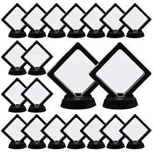 Set of 20 Pcs 3D Floating Display Case, 2.75 x 2.75 x 0.8 Inch Black Coin Display Frame Stand Holder for Challenge Coins, Medallions, Jewelry, Specimen