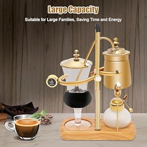 Jomcydm balance syphon coffee maker elegant unique belgian machine for coffee and tea easy to clean integrated filter gold accents decorative design best tasting coffee espresso brewer  urban country home decor