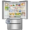 French Door Refrigerator 225 cuft Frost Free Counter Depth Refrigerators LED Lighting Stainless Steel Refrigerator Bottom Freezer Kitchen Refrigerator with Ice Maker for Home