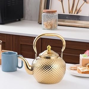 Sanqiahome2000mlteapotwithinfuserstainlesssteelwaterboilersliftinghandleteamakerwaterkettleforinductiongasgold Urban Country Home Decor Sanqiahome 2000ml teapot with infuser stainless steel water boilers lifting handle tea maker water kettle for inductiongas gold urban country home decor