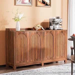 Tribesigns Sideboard Buffet Cabinet, 57" Farmhouse Storage Cabinet with Shutter Doors and Adjustable Shelf, Freestanding Storage Shelf for Dining Room, Living Room, Kitchen Tribesigns Sideboard Buffet Cabinet 57 Farmhouse Storage Cabinet with Shutter Doors and Adjustable Shelf Freestanding Storage Shelf for Dining Room Living Room Kitchen