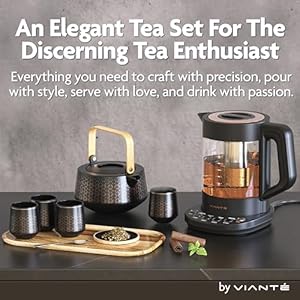   Viante-Luxury-Tea-Set-Electric-Kettle-with-Tea-Infuser-for-Loose-Leaf-Tea-And-Ceramic-Serving-Set-Tea-Pot-And-Cups-Set-With-Wooden-Tray-Excellent-Gift-Idea-For-Tea-Lovers