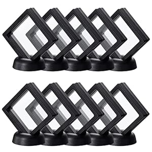 Black 3D Floating Frames, 10 Pack 3.5×3.5×0.8”/90X90X20mm Challenge Coin Holder Coin Floating Display Frame with Base for Coin Medallions Specimen Jewelry