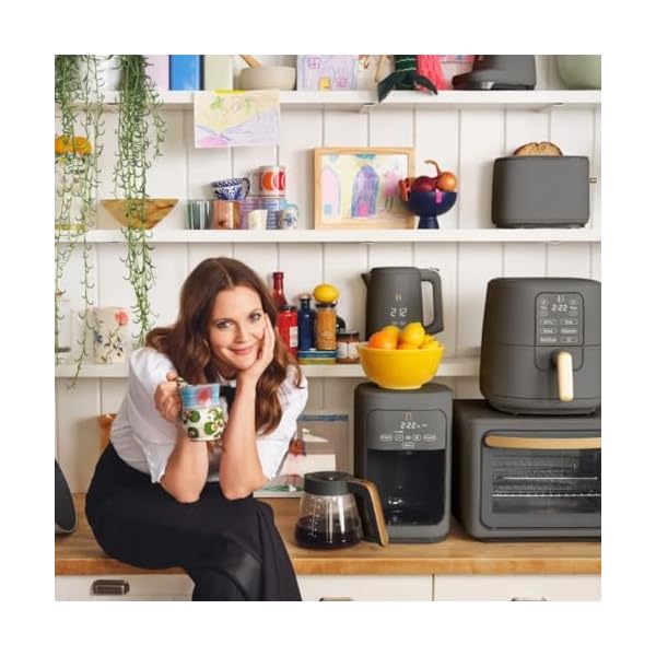 Beautiful 14 cup programmable coffee maker touch display 1200w brew strength control keep warm pause serve glass carafe reusable filter auto shut off matte finish oyster grey  urban country home decor