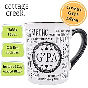 Cottage Creek Gpa Grandpa Mug 16 oz Black and White Gift Boxed Ceramic Coffee Cup Cute Tea Mug and Coffee Mugs for Grandpa Pop and Papa Fun Gifts for Men