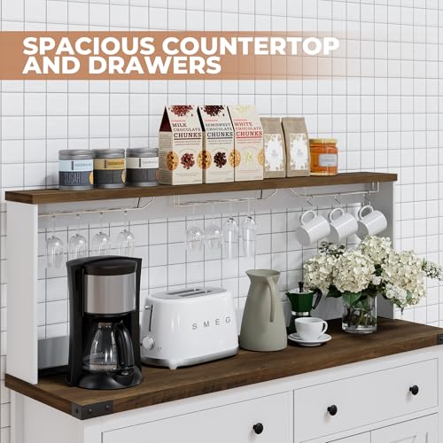 Hutchstoragecabinetbuffetwithdrawersandchargingstationcoffeebarcabinetwithbarndoorswinerackandhookscountertoplongfarmhousewhiteforkitchendiningroom541high Urban Country Home Decor Hutch storage cabinet buffet with drawers and charging station coffee bar cabinet with barn doors wine rack and hooks countertop long farmhouse white for kitchen dining room 541 high urban country home decor