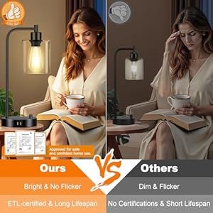   Industrial-Table-Lamp-with-2-USB-Charging-Ports-Fully-Stepless-Dimmable-Modern-Nightstand-Lamp-Glass-Shade-Bedside-Desk-Lamp-for-Bedroom-Living-Room-Office-6W-2700K-LED-Edison-Bulb-Included