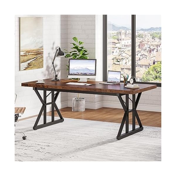   Tribesigns-708-Inch-Executive-Desk-Large-Computer-Office-Desk-Workstation-Modern-Simple-Style-Laptop-Desk-Study-Writing-Table-Business-Furniture-for-Home-Office-BrownBlack-708-Inch