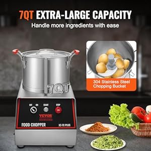 VEVOR Food Processor & Vegetable Chopper, 7 Quart Bowl, 750W Food-Grade Stainless Steel Food Processor Chopper with 2 Extra S-Curve Blades, Multifunctional for Chopping Vegetables, Meat, Grains, Nuts VEVOR Food Processor Vegetable Chopper 7 Quart Bowl 750W Food Grade Stainless Steel Food Processor Chopper with 2 Extra S Curve Blades Multifunctional for Chopping Vegetables Meat Grains Nuts