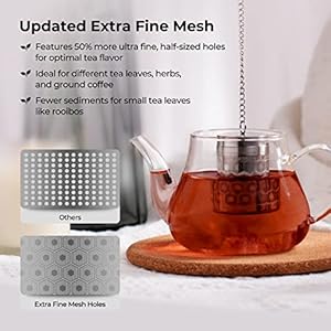 Reinmoson tea strainers for loose tea extra fine mesh tea infuser 304 stainless steel updated slim threaded lid loose leaf tea steeper for black tea rooibos etc  urban country home decor