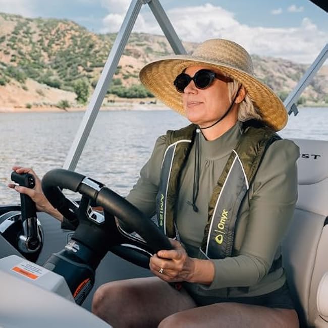 Onyx A/M-24 Automatic/Manual Inflatable Life Jacket, U.S. Coast Guard Approved, Low Profile, Compact Design, Manual Convertible Inflation Option