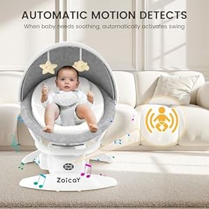 Zoicay 3-in-1 Baby Swing for Infants to Toddler with Motion Detection, Portable Baby Swing & Removable Swing Seat, BT Enabled & 360Β°Rotating Seat and Manual Remote with 3 Swing Modes & 5-Speeds(White) Zoicay 3 in 1 Baby Swing for Infants to Toddler with Motion Detection Portable Baby Swing Removable Swing Seat BT Enabled 360Rotating Seat and Manual Remote with 3 Swing Modes 5 SpeedsWhite