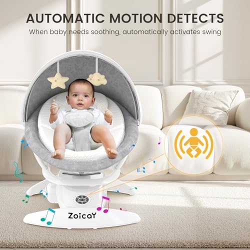 Zoicay-3-in-1-Baby-Swing-for-Infants-to-Toddler-with-Motion-Detection-Portable-Baby-Swing-Removable-Swing-Seat-BT-Enabled-360Rotating-Seat-and-Manual-Remote-with-3-Swing-Modes-5-SpeedsWhite Zoicay 3 in 1 Baby Swing for Infants to Toddler with Motion Detection Portable Baby Swing Removable Swing Seat BT Enabled 360Rotating Seat and Manual Remote with 3 Swing Modes 5 SpeedsWhite