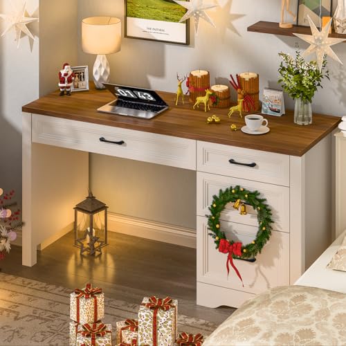 Vabches-Farmhouse-Executive-Desk-with-Storage-and-Ample-File-Drawer-Rustic-Large-Home-Writing-Desk-for-Bedroom-White Vabches Farmhouse Executive Desk with Storage and Ample File Drawer Rustic Large Home Writing Desk for Bedroom White