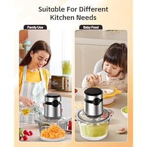 Electric Food Processor Chopper Meat Grinder - 8 Cup Veggie Chopper with 2 Bowls, 2-Speed, Bi-Level Blades, vegetable cutter For Vegetable, Nuts, Onion, Garlic, Baby Food & Family Use Electric Food Processor Chopper Meat Grinder 8 Cup Veggie Chopper with 2 Bowls 2 Speed Bi Level Blades vegetable cutter For Vegetable Nuts Onion Garlic Baby Food Family Use