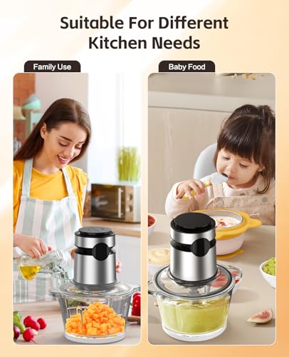 Electric-Food-Processor-Chopper-Meat-Grinder-8-Cup-Veggie-Chopper-with-2-Bowls-2-Speed-Bi-Level-Blades-vegetable-cutter-For-Vegetable-Nuts-Onion-Garlic-Baby-Food-Family-Use Electric Food Processor Chopper Meat Grinder 8 Cup Veggie Chopper with 2 Bowls 2 Speed Bi Level Blades vegetable cutter For Vegetable Nuts Onion Garlic Baby Food Family Use