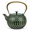   Toptier-Japanese-Cast-Iron-Tea-Kettle-for-Stove-Top-Stovetop-Safe-Teapot-with-Infusers-for-Loose-Tea-34-Ounce-1000-ml-Dark-Green-Melody