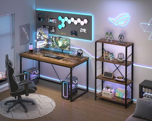 EXCEFUR-Home-Office-Desk-47-inch-Computer-Desk-Rustic-Wood-and-Metal-Study-Writing-Table-Work-Gaming-Desk-for-Bedroom-Living-Room-Industrial-Brown EXCEFUR Home Office Desk 47 inch Computer Desk Rustic Wood and Metal Study Writing Table Work Gaming Desk for Bedroom Living Room Industrial Brown