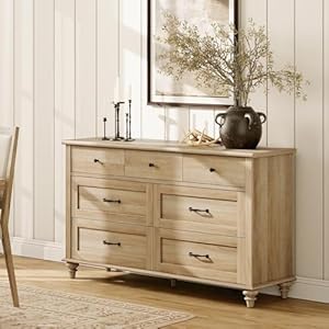   WAMPAT-Wide-Kids-Dresser-for-Bedroom-with-7-Drawers-Baby-Dresser-for-Nursery-Kids-Room-Light-Wood-Chests-Dressers-Farmhouse-Dresser-Closet-Organizer-for-Childrens-Bedroom-Oak-54-Inch