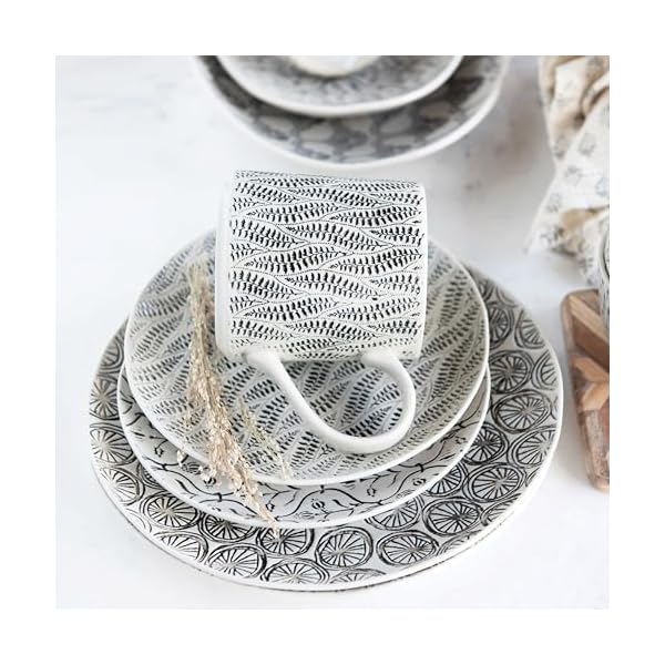 Creative co op set of 4 stoneware styles mugs cups 4 count pack of 1 multi  urban country home decor