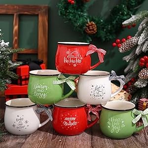Sawysinechristmascoffeemugssetof612ozceramicmuggiftholidayhotcocoaformomwomanfamilyfriendfarmhousetieredtraydecorbar Urban Country Home Decor Sawysine christmas coffee mugs set of 6 12 oz ceramic mug gift holiday hot cocoa for mom woman family friend farmhouse tiered tray decor bar urban country home decor