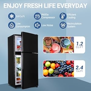   FLS-90-BLACK-Apartment-Size-40-Cu-Ft-Mini-Dorm-Fridge-Adjustable-Thermostat-Shelves-Small-Refrigerator-with-Freezer-for-College-Office-Kitchen-Black-36-CuFt