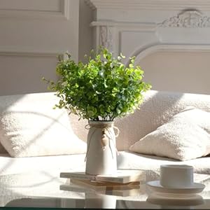 Realistic Artificial Eucalyptus Plant in Ceramic Vase, Fake Greenery for Home and Office Décor, Low Maintenance Desk Plant Realistic Artificial Eucalyptus Plant in Ceramic Vase Fake Greenery for Home and Office Decor Low Maintenance Desk Plant