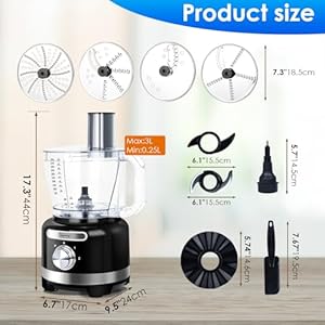 Davivy 16 Cup Food Processor 600W–38L 9 in 1 Multifunction Vegetables Chopper for Slicing Shredding Grating Dough Pureeing–Includes French Fry CutterBPA Free Dishwasher Safe Bowl–Black