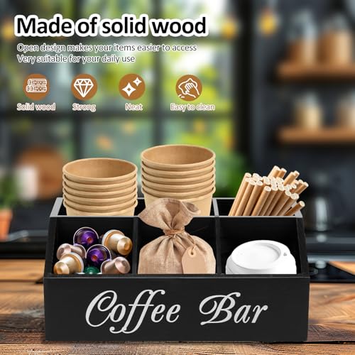 Wood-Coffee-Station-Organizer-5-Compartments-Coffee-Bar-Accessories-Farmhouse-Style-Organizer-Coffee-Bar-Organizer-Vintage-Coffee-Storage-Station-Coffee-Pods-Holder-for-Countertop-Coffee-Bar-Black Wood Coffee Station Organizer 5 Compartments Coffee Bar Accessories Farmhouse Style Organizer Coffee Bar Organizer Vintage Coffee Storage Station Coffee Pods Holder for Countertop Coffee Bar Black