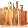 Set of 4 Thick Acacia Wood Cutting Boards with Handles Assorted Sizes Large Charcuterie Boards Butcher Block Serving Tray for Cheese Meat Pizza Vegetables BreadLarge