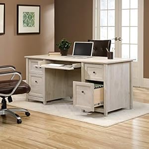 Sauder Edge Water Executive Desk, Chalked Chestnut, 65" Home Office Desk with Storage Sauder Edge Water Executive Desk Chalked Chestnut 65 Home Office Desk with Storage