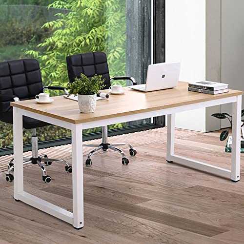 NSdirect-Modern-Computer-Desk-63-Inch-Large-Office-Desk-Writing-Study-Table-for-Home-Office-Desk-Workstation-Wide-Metal-Sturdy-Frame-Thicker-Steel-Legs-White NSdirect Modern Computer Desk 63 Inch Large Office Desk Writing Study Table for Home Office Desk Workstation Wide Metal Sturdy Frame Thicker Steel Legs White