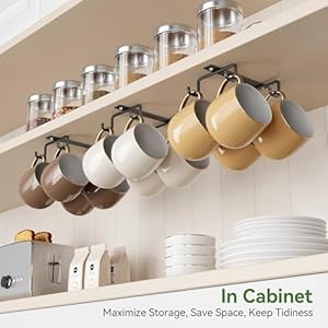 ECROCY Mug Hooks Under Cabinet Space-Saving, Metal Coffee Cup Hooks 3 Pack ECROCY Mug Hooks Under Cabinet Space Saving Metal Coffee Cup Hooks 3 Pack