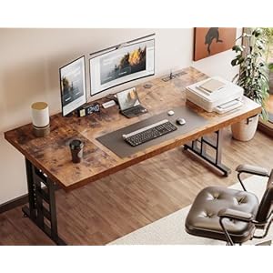 ODK 71 Inch Large Executive Computer Desk with Power Outlet, Thickened Wooden Office Desk, Modern Workstation Table, Long Writing Desk for Home Office, Business Furniture, Vintage ODK 71 Inch Large Executive Computer Desk with Power Outlet Thickened Wooden Office Desk Modern Workstation Table Long Writing Desk for Home Office Business Furniture Vintage