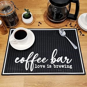 New mungo coffee bar mat coffee bar accessories for coffee station coffee accessories coffee bar decor coffee decor love is brewing coffee maker mat for countertops rubber mat 18×12  urban country home decor