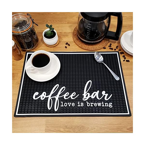 New mungo coffee bar mat coffee bar accessories for coffee station coffee accessories coffee bar decor coffee decor love is brewing coffee maker mat for countertops rubber mat 18×12  urban country home decor