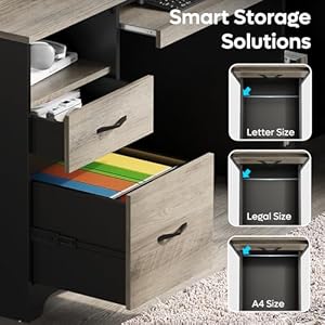   Bestier-59-Executive-Desk-with-2-Drawers-Computer-Desk-with-Storage-Cabinet-Industrial-Wood-Desk-with-File-Drawer-Keyboard-Tray-2-Pedestals-for-Home-Office-Studio-Gray