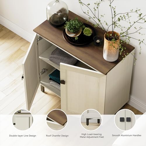 Buffet-Sideboard-Cabinet-Farmhouse-Modern-3-in1-Storage-Cabinet-with-Adjustable-Shelves-for-Kitchen-Coffee-Bar-Living-Room-White Buffet Sideboard Cabinet Farmhouse Modern 3 in1 Storage Cabinet with Adjustable Shelves for Kitchen Coffee Bar Living Room White