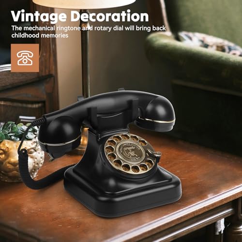 Sangynretrorotaryphonesforlandlineclassiccordeddeskphonevintageoldfashionedrotarytelephonewithringeroffredialfunctionforhomehouse Urban Country Home Decor Sangyn retro rotary phones for landline classic corded desk phone vintage old fashioned rotary telephone with ringer off redial function for home house urban country home decor