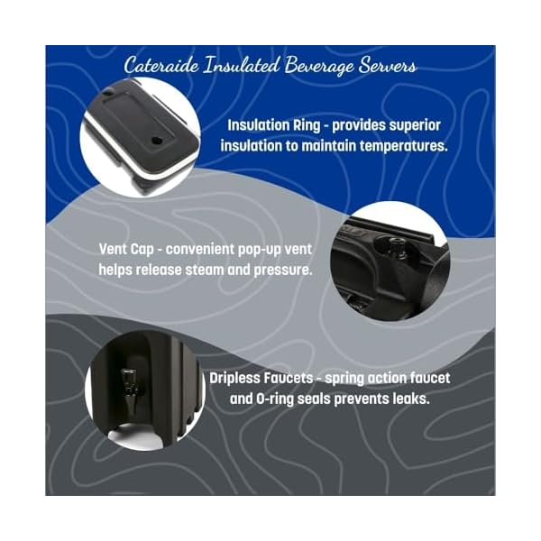 Carlisle foodservice products cateraide insulated beverage dispenser with handles for catering events kitchens and restaurants plastic 25 gallons black  urban country home decor