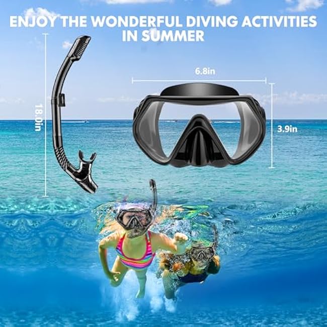 Snorkeling Gear for Adults, Dry-Top Snorkel Set Scuba Diving mask, 180¡ãPanoramic Wide View Professional Snorkeling Gear Breathing Freely Snorkel Mask