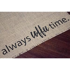 It's Always Coffee Time Coffee Maker Mat - The ORIGINAL Burlap Placemat for your Keurig - Made in the USA Its Always Coffee Time Coffee Maker Mat The ORIGINAL Burlap Placemat for your Keurig Made in the USA
