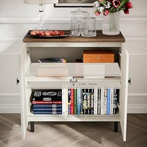 Buffet Sideboard Cabinet Farmhouse Modern 3 in1 Storage Cabinet with Adjustable Shelves for Kitchen, Coffee Bar, Living Room, White Buffet Sideboard Cabinet Farmhouse Modern 3 in1 Storage Cabinet with Adjustable Shelves for Kitchen Coffee Bar Living Room White