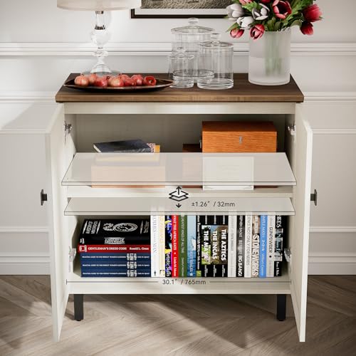 Buffet-Sideboard-Cabinet-Farmhouse-Modern-3-in1-Storage-Cabinet-with-Adjustable-Shelves-for-Kitchen-Coffee-Bar-Living-Room-White Buffet Sideboard Cabinet Farmhouse Modern 3 in1 Storage Cabinet with Adjustable Shelves for Kitchen Coffee Bar Living Room White