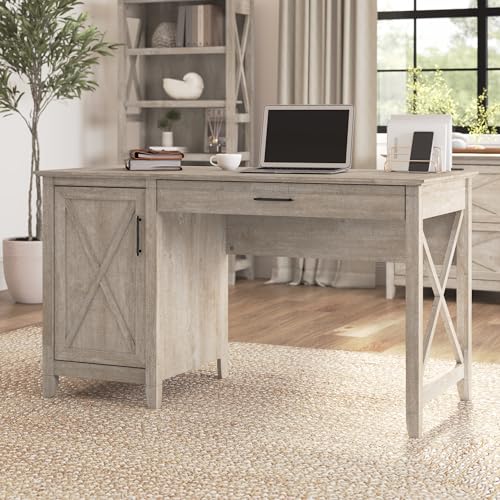 Bush-Furniture-Key-West-Computer-Desk-with-Storage-Farmhouse-PC-Table-for-Home-Office-in-Washed-Gray-54W-x-24D Bush Furniture Key West Computer Desk with Storage Farmhouse PC Table for Home Office in Washed Gray 54W x 24D