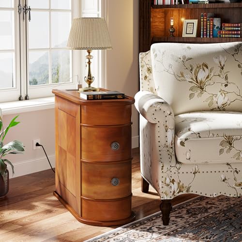 Tribesignswoodendtable2drawernarrowsidetablewithchargingstationnoassemblyrequiredfinishedbackwalnut Urban Country Home Decor Tribesigns wood end table 2 drawer narrow side table with charging station no assembly required finished back walnut urban country home decor